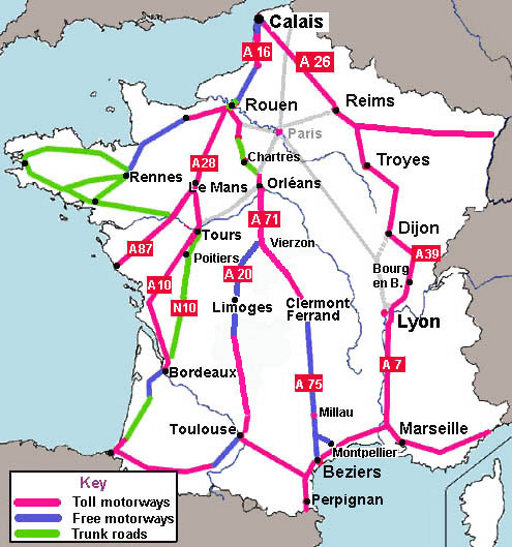 kaart tolwegen frankrijk
